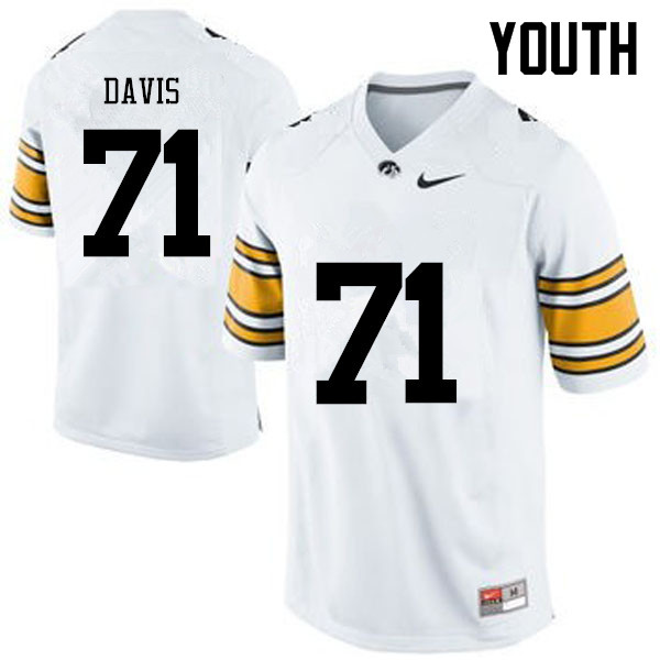 Youth Iowa Hawkeyes #71 Carl Davis College Football Jerseys-White